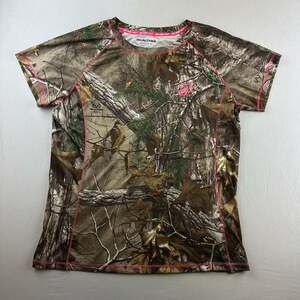 Realtree Camouflage Women T-Shirt Size XL (16-18) Pink Stitching